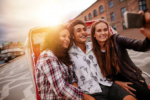 Teenage friends having fun on vacation
