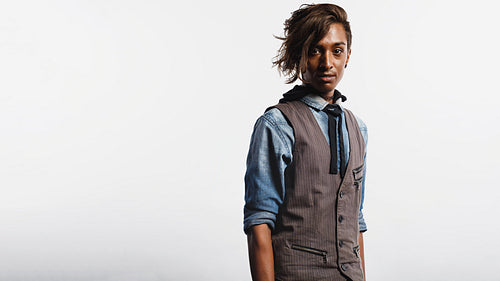 Portrait of an african man in fashionable hairstyle