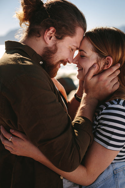 Loving couple caught in romantic moment