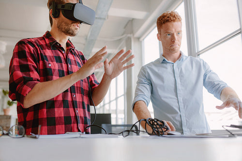 Developers testing an augmented reality device