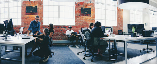 Creative businesspeople working together in a modern workplace