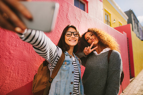 Beautiful women traveler taking a picture
