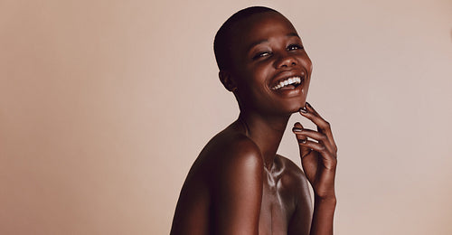 Beautiful woman model with buzz cut hairstyle