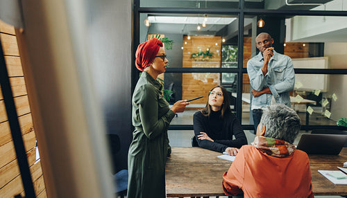 Business manager giving a speech during a meeting