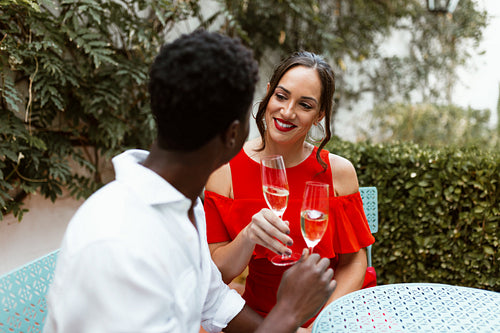 Lovers making a toast on their anniversary