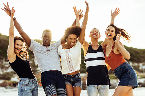 Friends having fun together and dancing