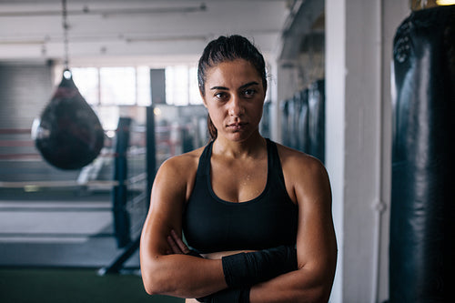 Female boxer at the boxing studio