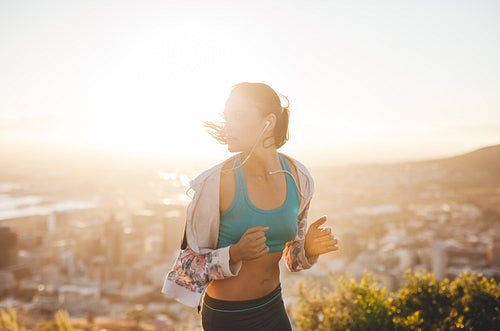 Young woman on morning run