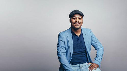 Portrait of businessman in cap