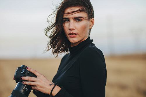 Professional photographer during a outdoors photoshoot