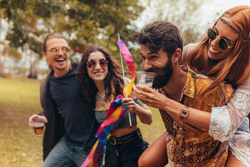 Young people enjoying a day at music festival