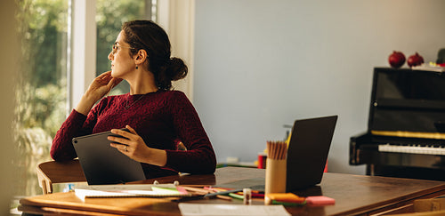 Illustrator taking break from work
