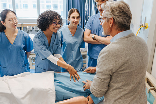 Clinical simulation: Health students undergo medical training with an experienced doctor