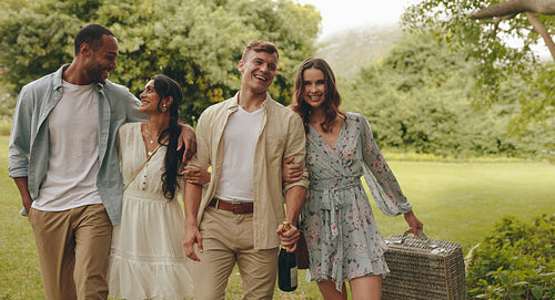 Friends on a picnic at park