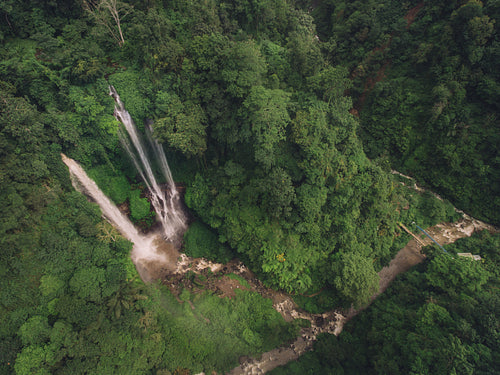 Waterfall in a tropical rain forest