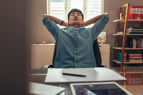 Designer taking break from work