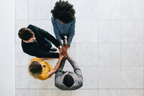 Business professionals showing teamwork and unity