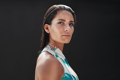 Fit young woman looking away