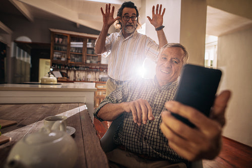 Old friends taking self portrait