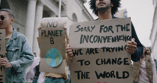 Large group of global warming protestors