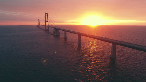 Storebaelt bridge over sea in Denmark.