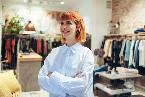 Female fashion store owner