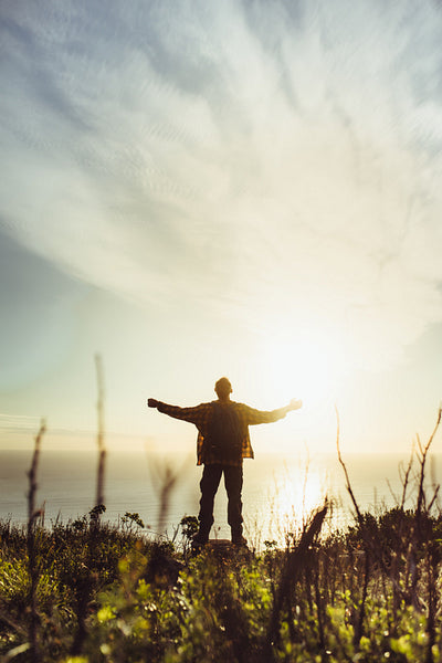 Man embracing nature and its beauty