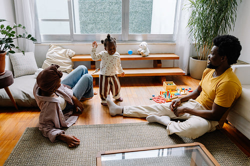 Family playing together at home