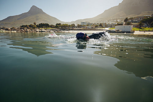 Athlete practicing for the triathlon