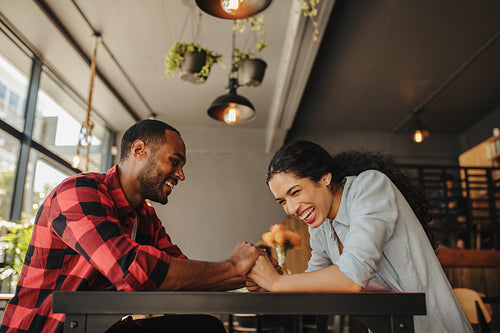 Happy couple having a fun date