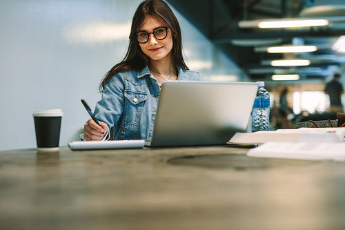 Female university student studying college campus