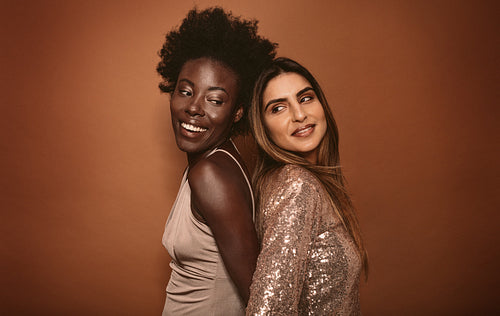 Diverse female models posing in studio