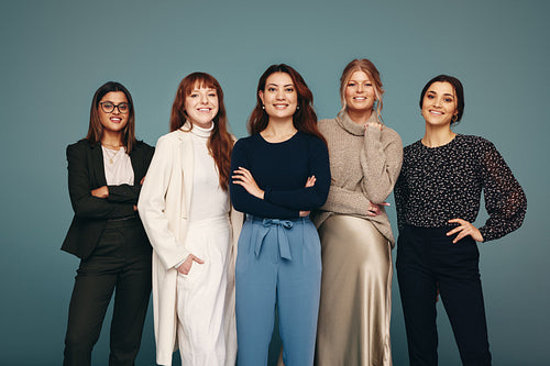 Happy women of different ages smiling cheerfully