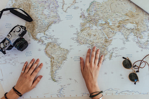 Woman making travel plans