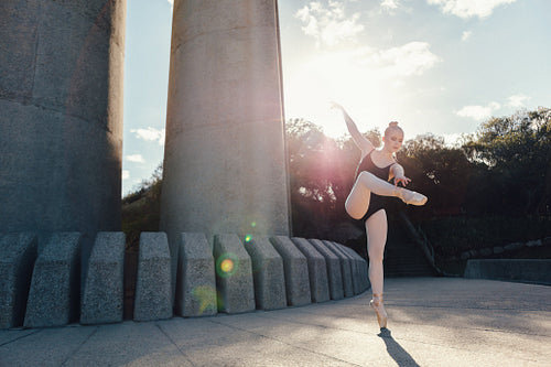 Female ballet dancer practicing dance moves