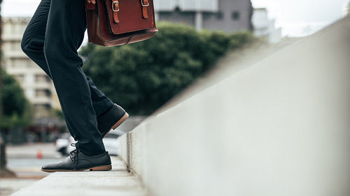 Man walking down the stairs