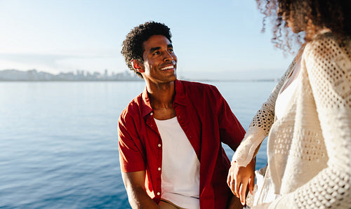 Romantic Brazilian couple at Mureta Da Urca during sunset
