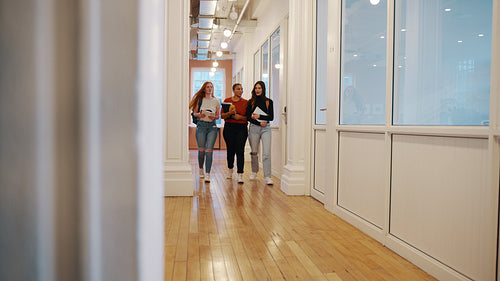 Girls in university campus after lecture