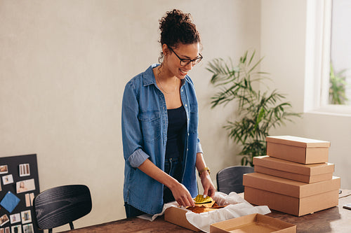 Entrepreneur working on online mask orders