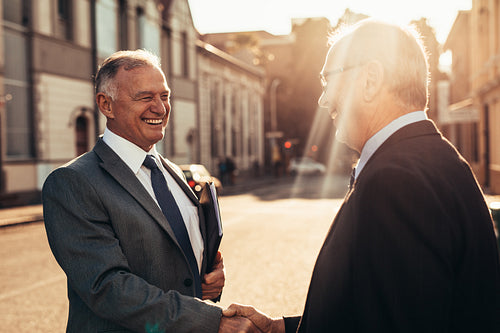 Senior business men greeting with a handshake