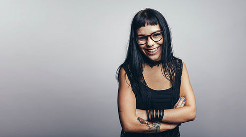 Cheerful gothic woman