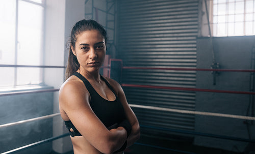 Female boxer at the boxing studio