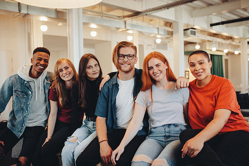 High school students together in campus