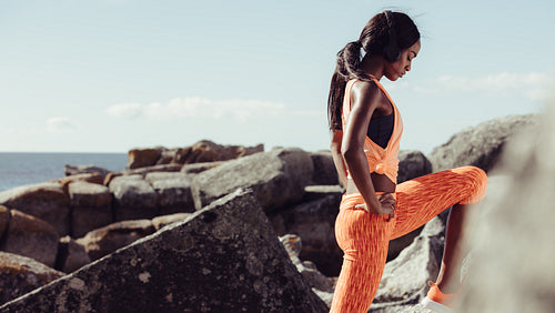 Woman doing stretching workout