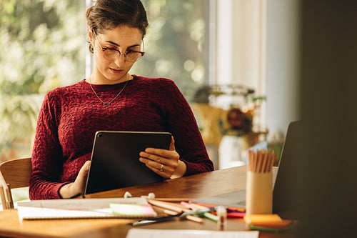 Female designer using graphic tablet