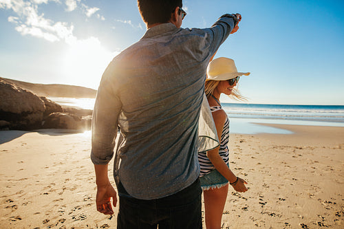 Romantic couple dancing on the shore