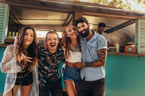  Group of friends at summer festival