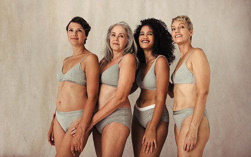 Group of diverse women in their natural bodies
