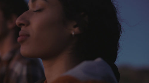 Woman enjoying fresh air outdoors