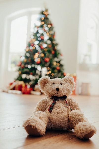 Teddy bear as Christmas gift for children.